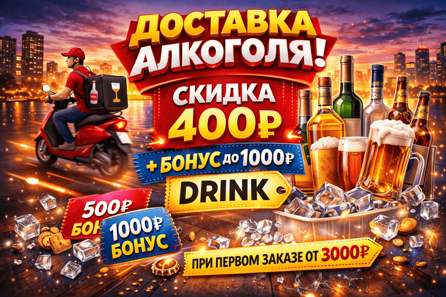 Спецпредложение на напитки и закуски в Череповце